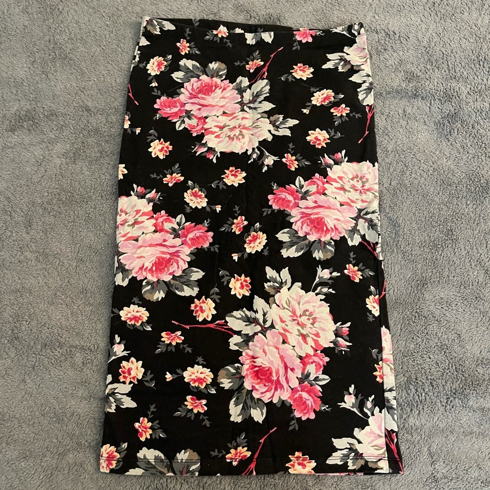 Express Floral Midi Pencil Skirt- Small